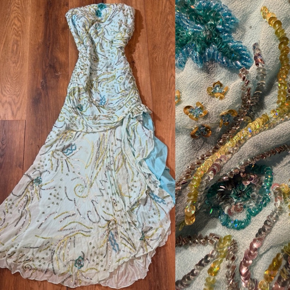 Vintage Y2K 100% Silk Beaded Dress Vintage Beaded Dress Silk Fairy Dress Prom